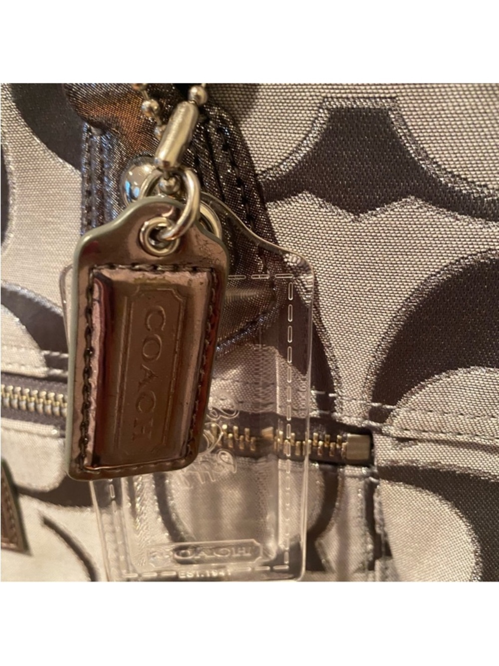 Coach Poppy Signature Glam Silver Tote - Picture 7 of 9